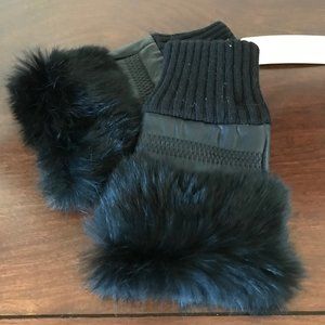 Jayley Leather & Fur Trimmed Fingerless Gloves